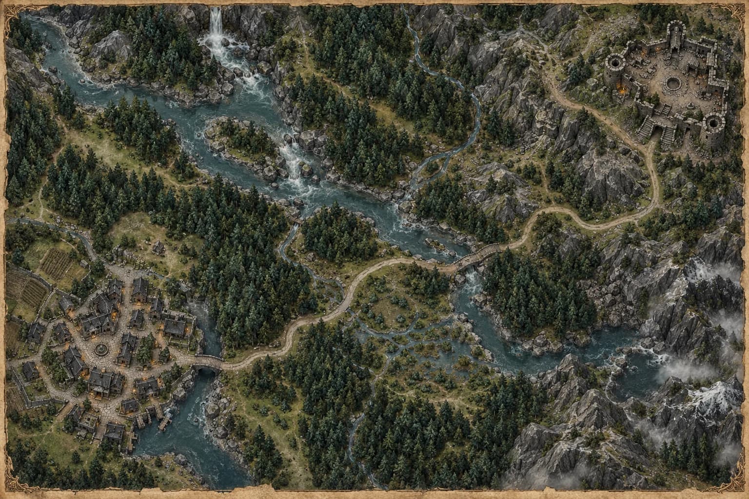 Illustrated campaign map used for a fictional example scene